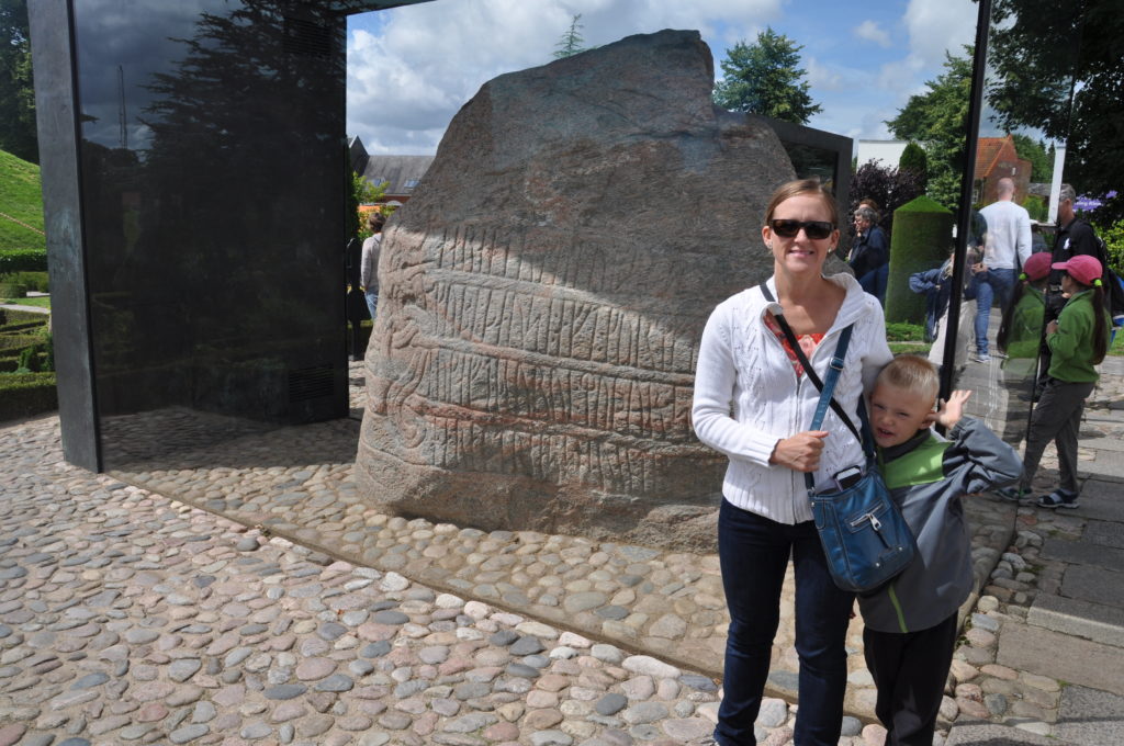 The Jelling Stone from the 900s in Jelling, Denmark (Viking Stone)