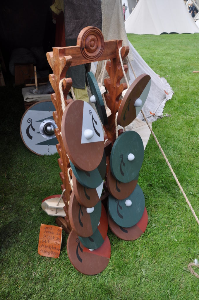 VIking Shields and Swords at the Summer Viking Market in Jelling, Denmark