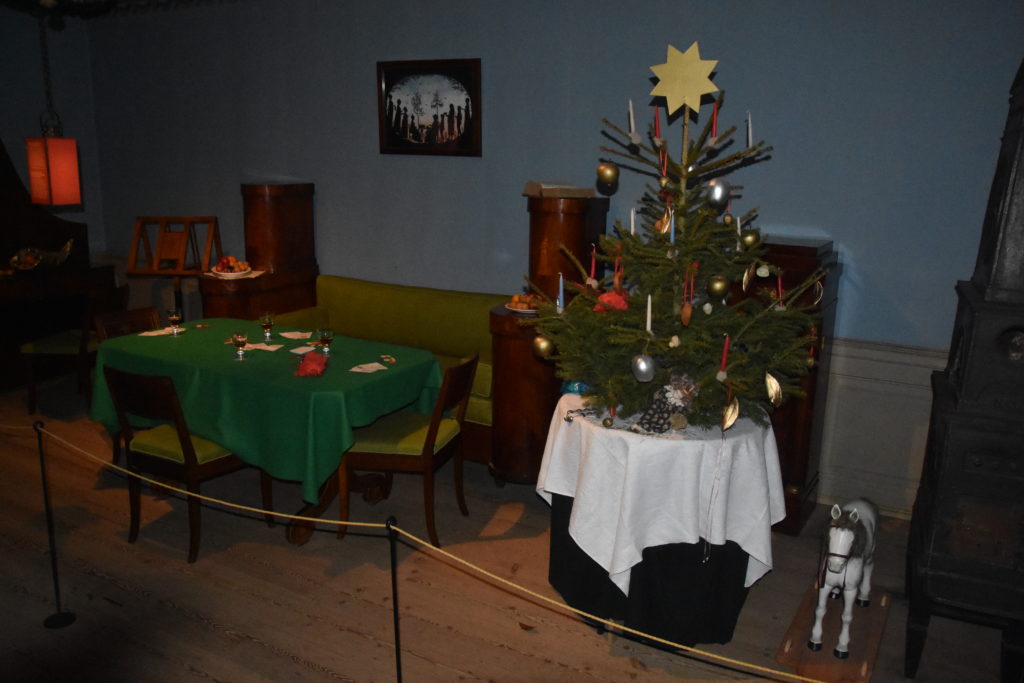 Christmas Tree in the Mayor's House (1809) at Den Gamle By museum in Denmark