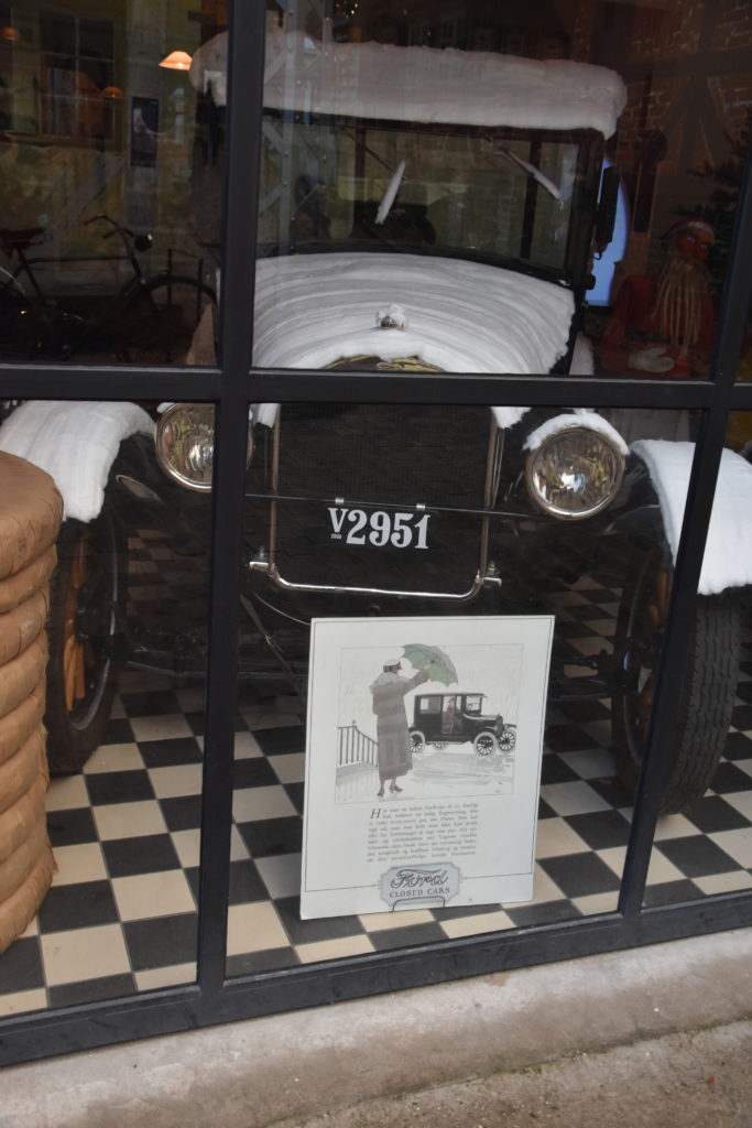 Antique Ford car in Den Gamle By open-air museum in Aarhus, Denmark