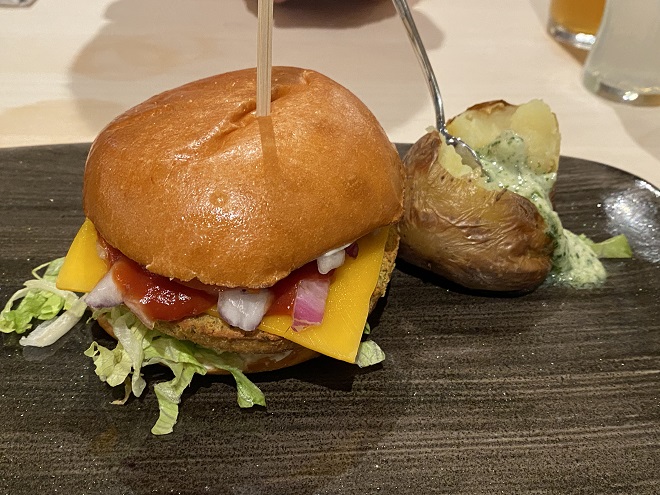 veggie-burger-and-baked-potato-at-bones-restaurant-in-lalandia-sondervig-denmark