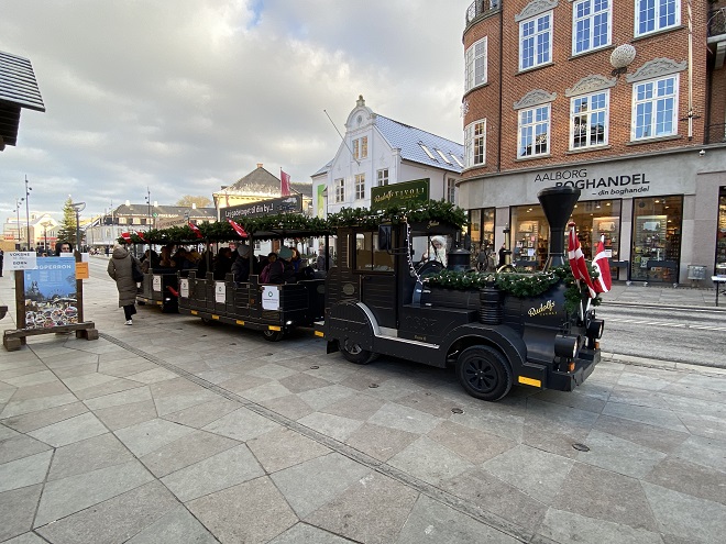 Christmas Train at the Aalborg Christmas market in Denmark