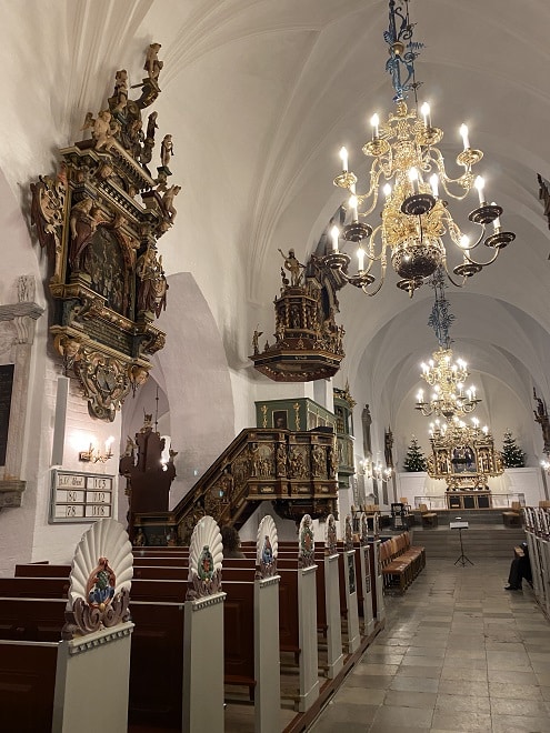 the pulpit and alter in the Aalborg Cathedral Denmark