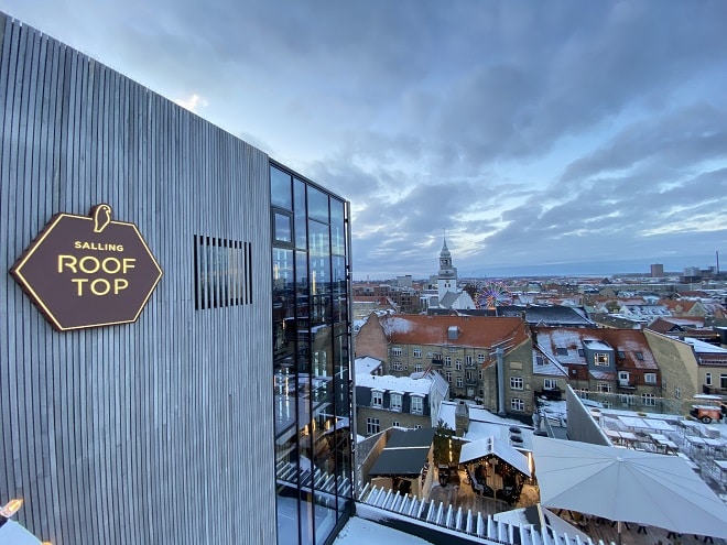 View from the Salling Rooftop in Aalborg Denmark in December
